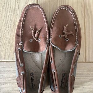 Sperry Chestnut Brown Leather Moc Toe Boat Shoes